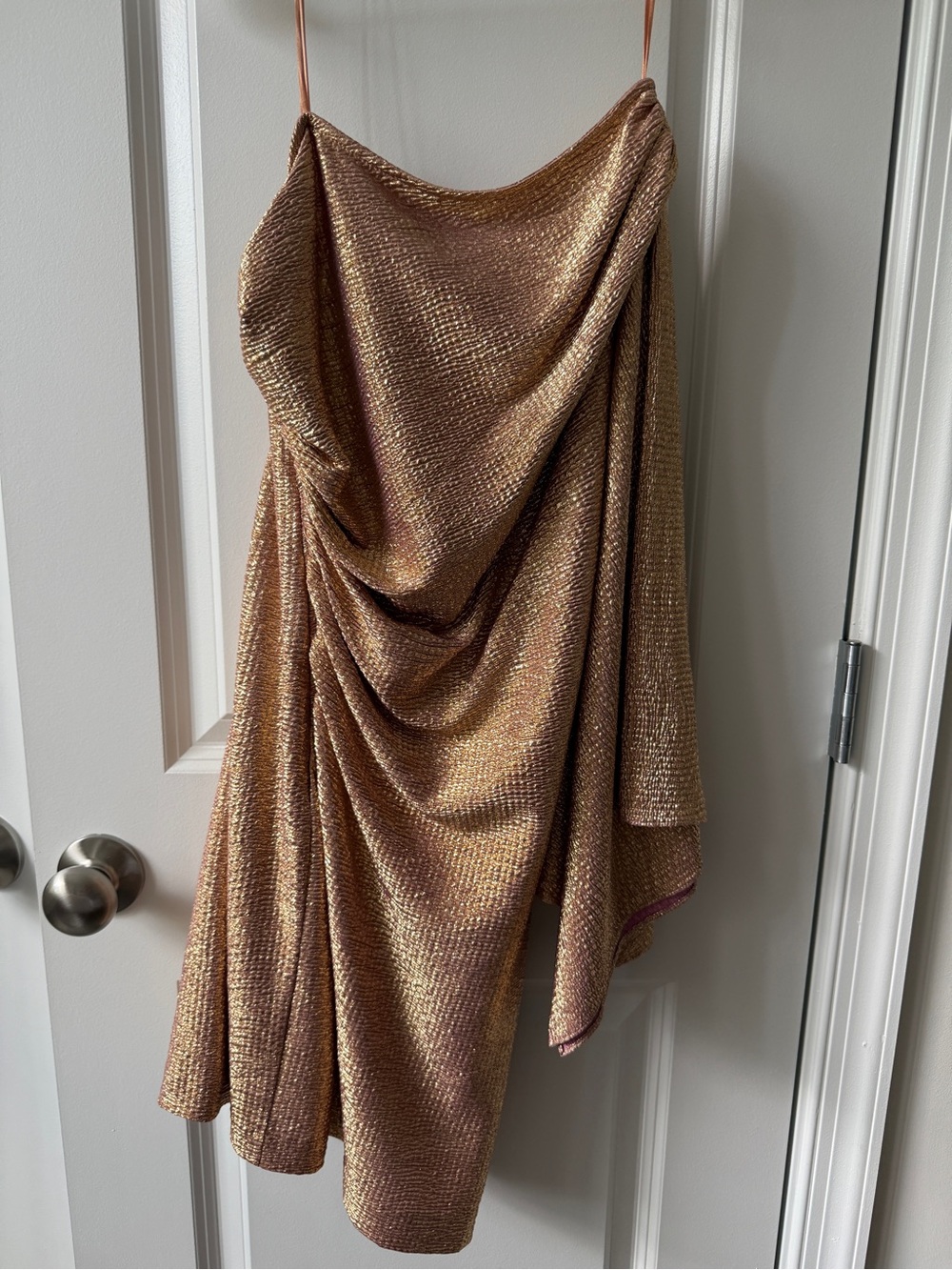 Adrianna Papell Metallic Copper Draped Curtain Panel